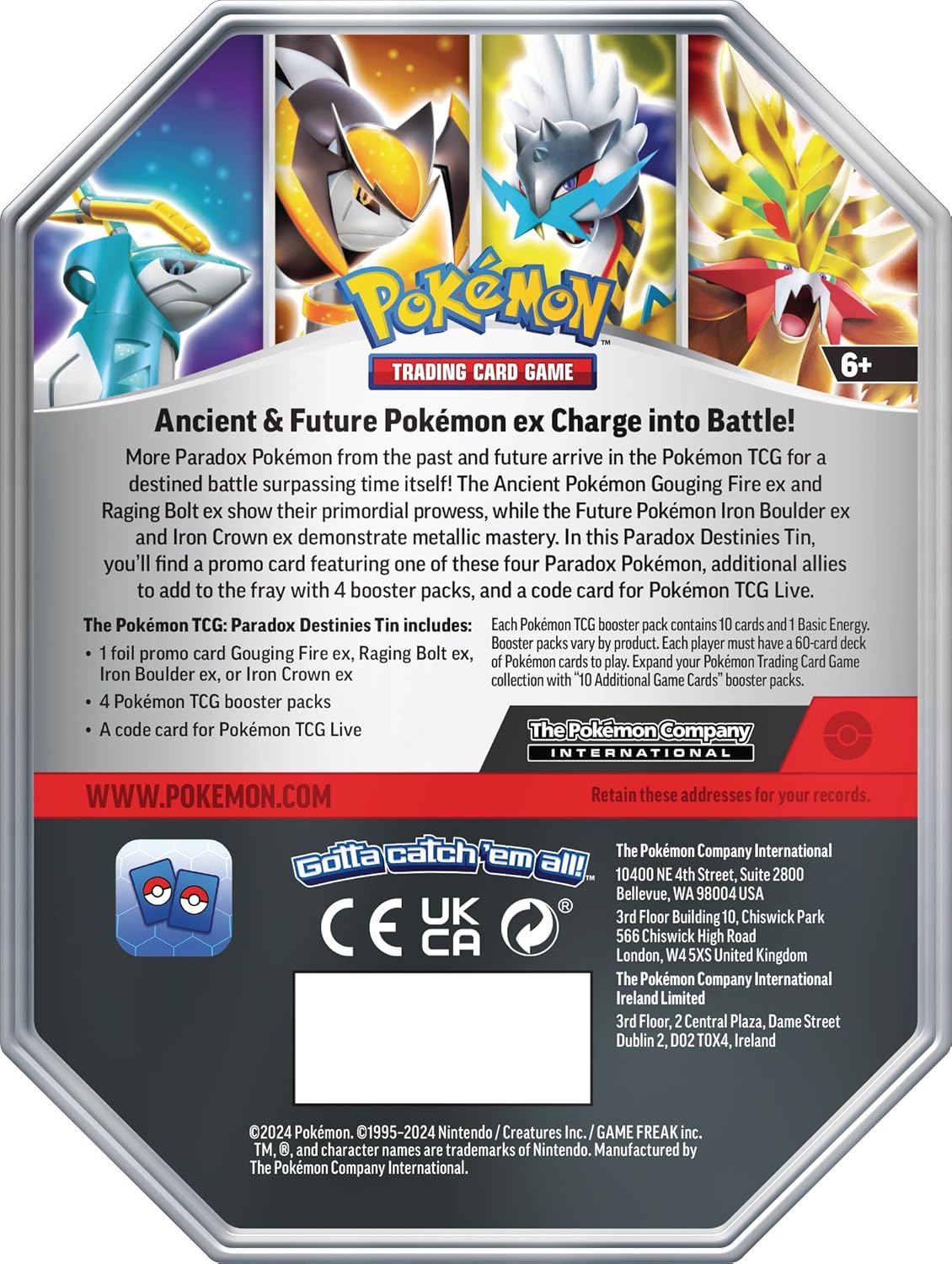 Pokemon Paradox Destinies Tin Raging Bolt ex