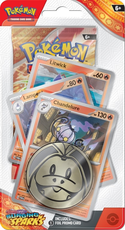 Pokemon Scarlet & Violet Surging Sparks: Premium Checklane Blister Chandelure