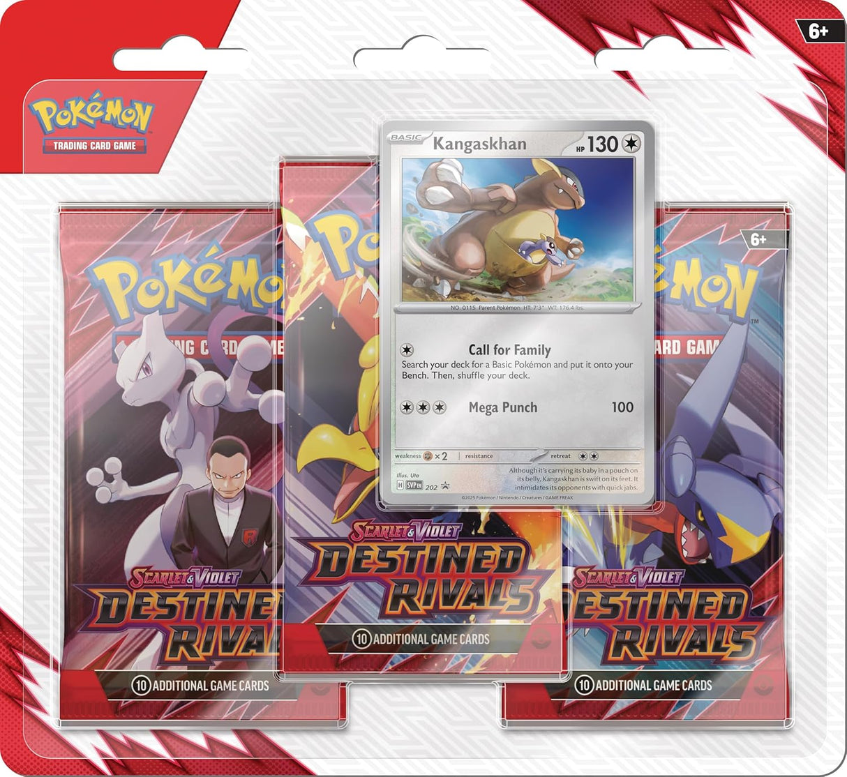 Pokemon Scarlet & Violet Destined Rivals 3 Pack Blister Kangaskhan & Zebstrika Bundle