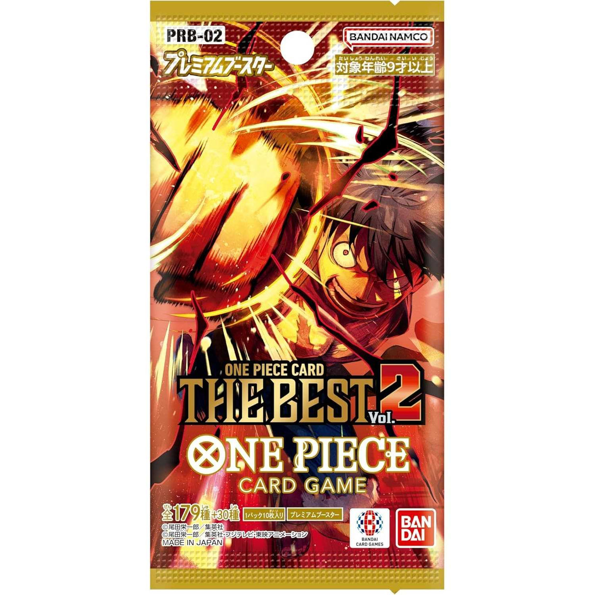 One Piece Card Game packaging with dynamic character design on a white background