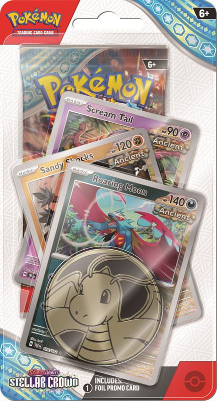 Pokemon Scarlet & Violet Stellar Crown: Premium Checklane Blister Roaring Moon