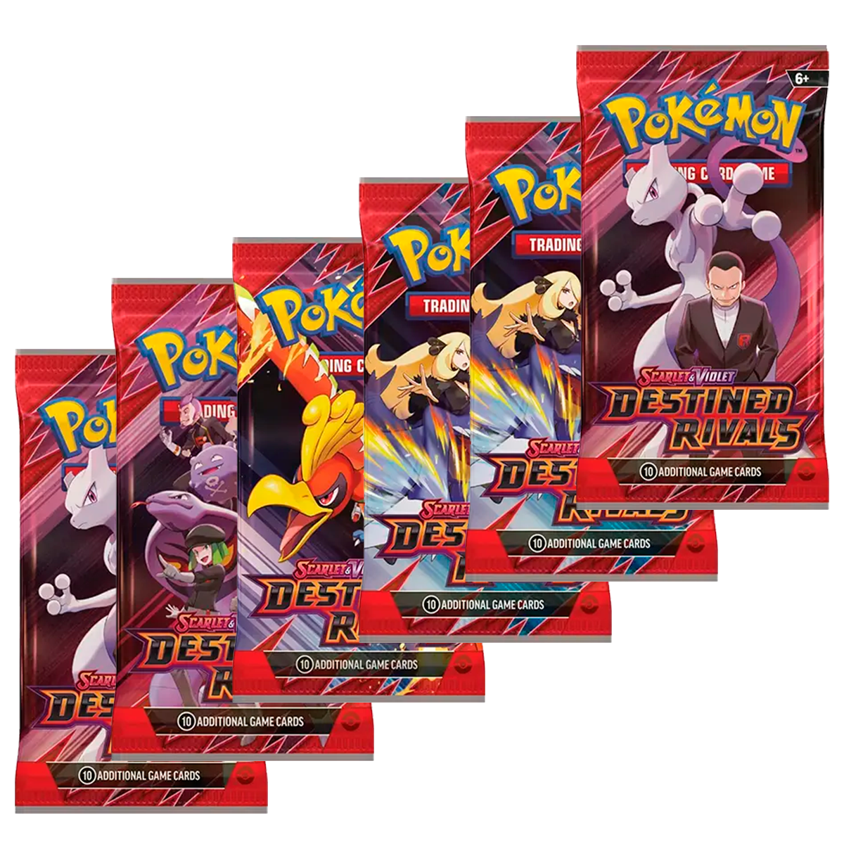 Pokémon trading card game packs with various characters on a white background