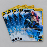 Four Loki OP17-119 fan-made proxy cards arranged on a light background