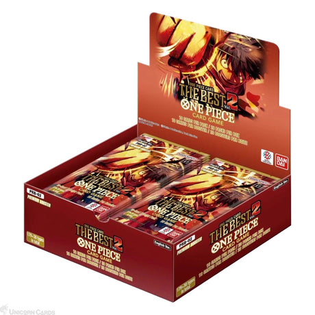 Card game box for 'One Piece' with character artwork on a white background